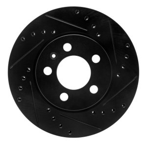 Volkswagen VENTO Brake Rotor (1) - Front Right - R1 Concepts - Drilled & Slotted - Black - `03-`18